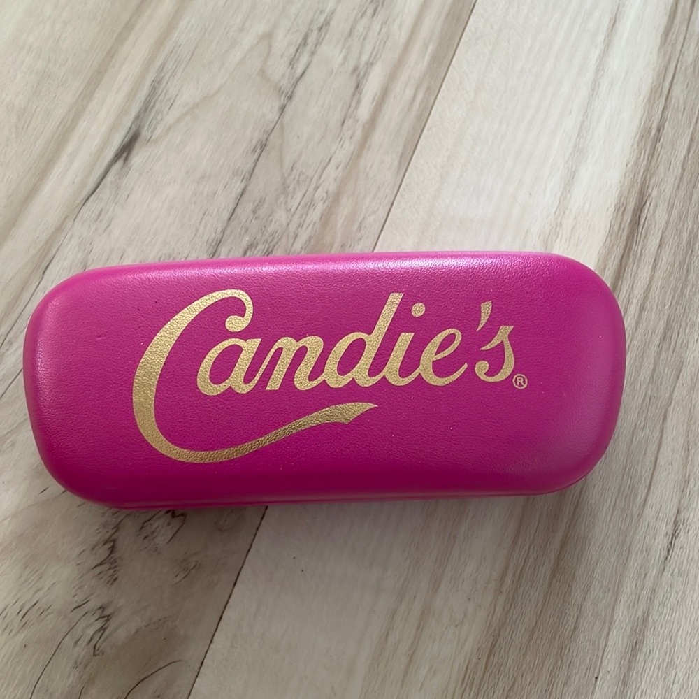 Candies pink and gold hard glass case.
